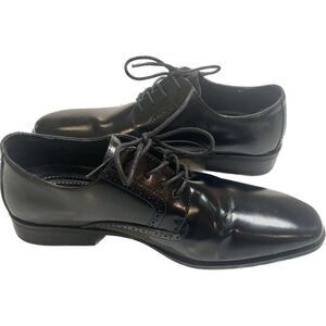 Stacy Adams Plain Toe Lace up Oxfords Black Leather Dress Shoes Men's Sz 10